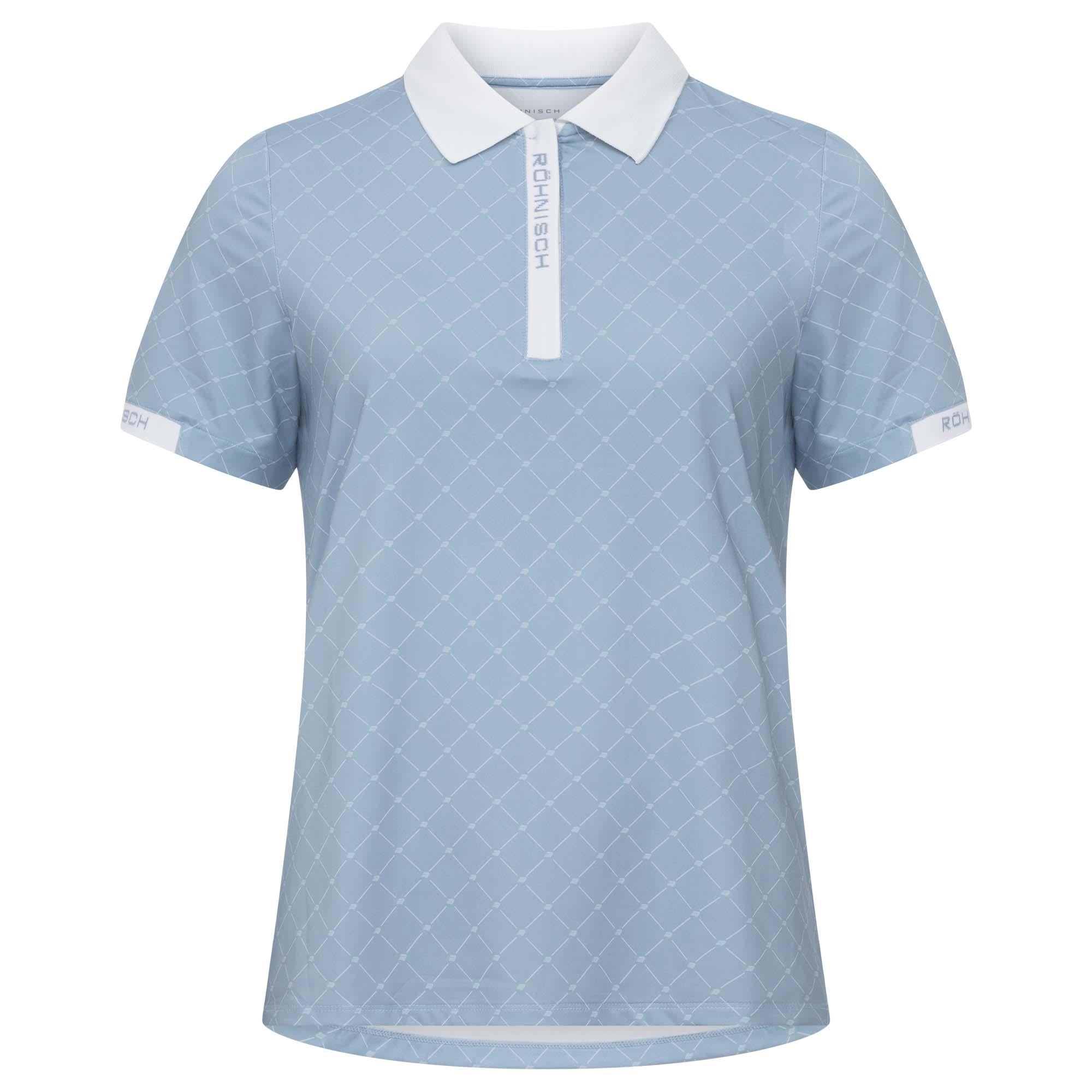 Rohnisch Abby Ladies Golf Polo Shirt Micro R Check Dove Blue